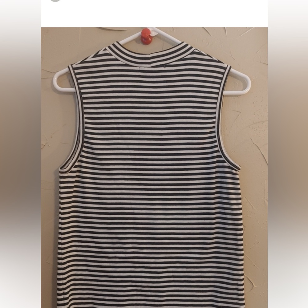 *SALE*UNIQUE Vans Black & White Stripe Mock Neck Top Sleeveless XL